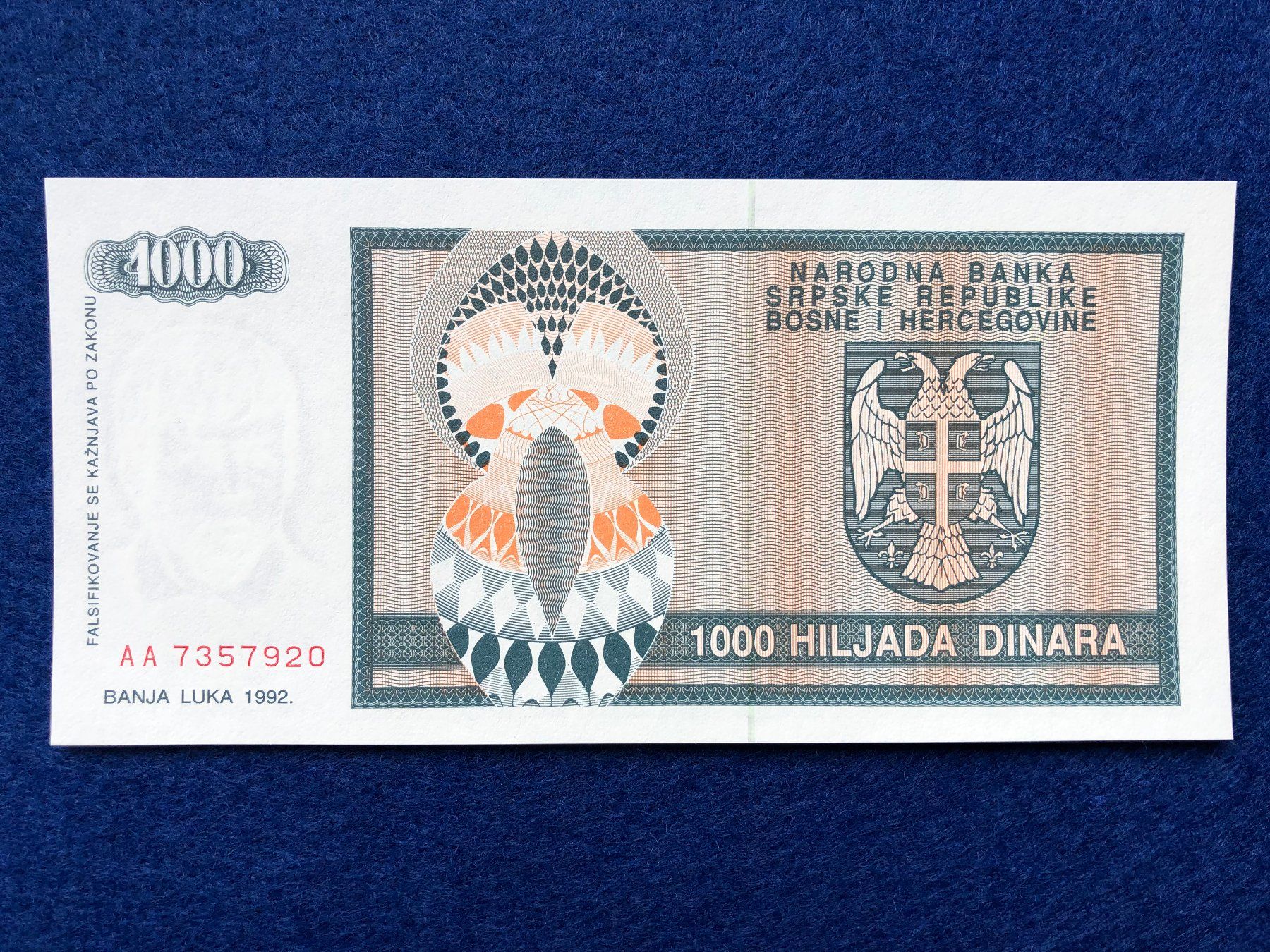 Banconote: Banja Luka 1992 - 10 x 1000 Dinara UNC – Nuovo e nell'imballaggio originale da Pfäffikon SZ venduto da Sieben77 4