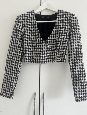 Schickes Zara Top XS Hahnentritt schulterpolster