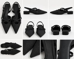 Teddy Smith Damen spitz zulaufende Slingback-Flats EU 40 