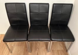 6 Esszimmerstühle Kunstleder schwarz mit Chromgestell