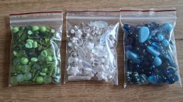 Glaslperlen Mix - Grün, Weiss, Blau - 250g
