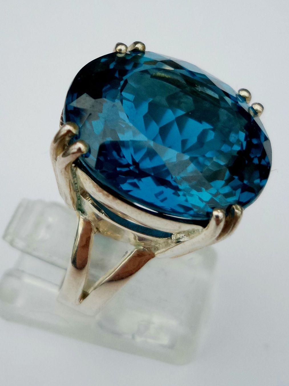 Bagues: Ring mit grossem blauen Topas Silber Grösse 55 – Neuf (Voir description) à Zürich par ben_mn5h 4