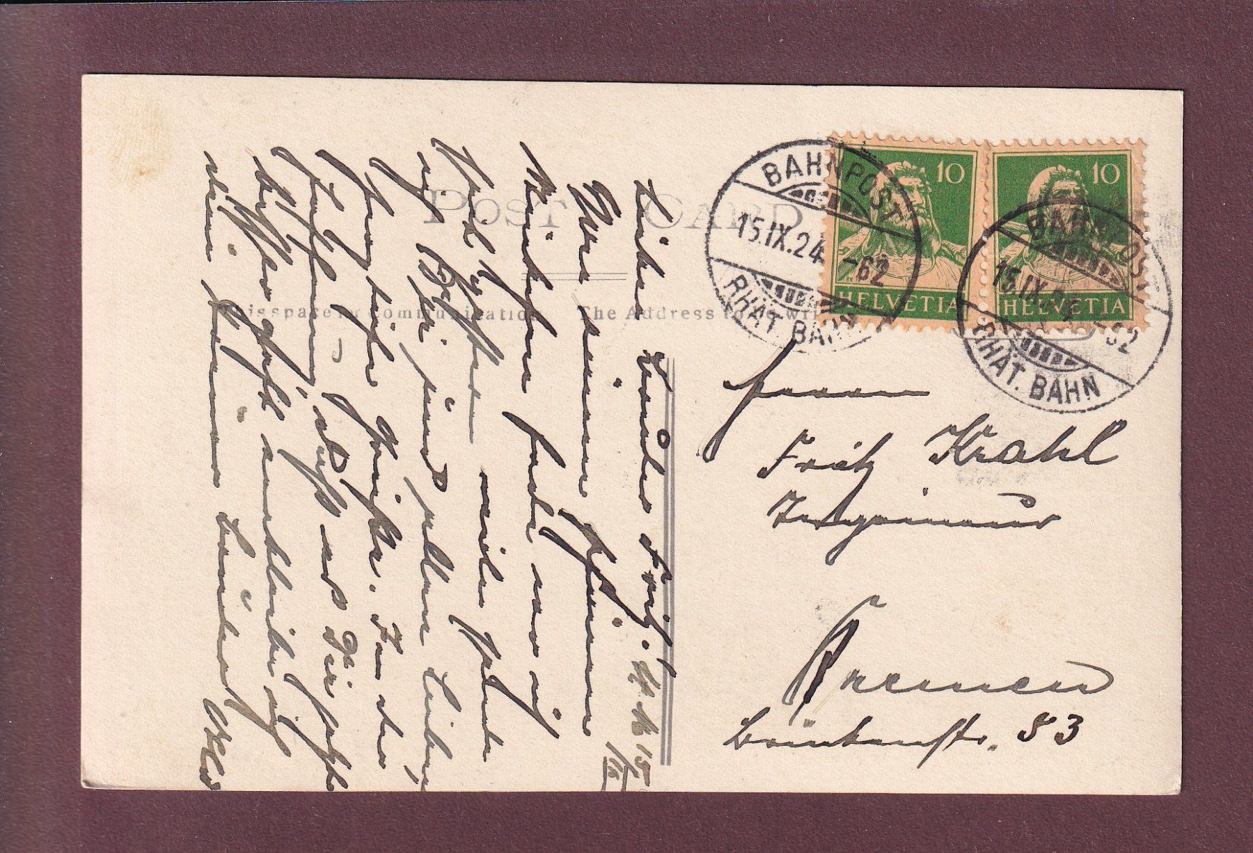 Cartoline postali: ST. MORITZ-DORF und BAD - 1924 – Usato da Pully venduto da nicecards 1