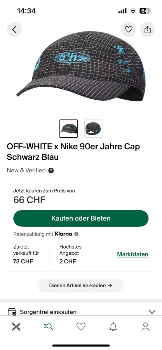 Hüte, Mützen & Caps: OFF-WHITE x Nike 90er Cap Schwarz Blau – Gebraucht aus Zürich von ram__0n 3