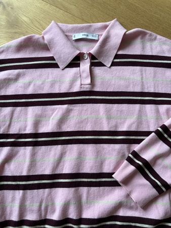 MNG Polo-Shirt gestreift rosa/violett, Gr. S - Top Zustand!