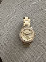 Fossil Uhr Damen goldfarben mit Steinen gut erhalten