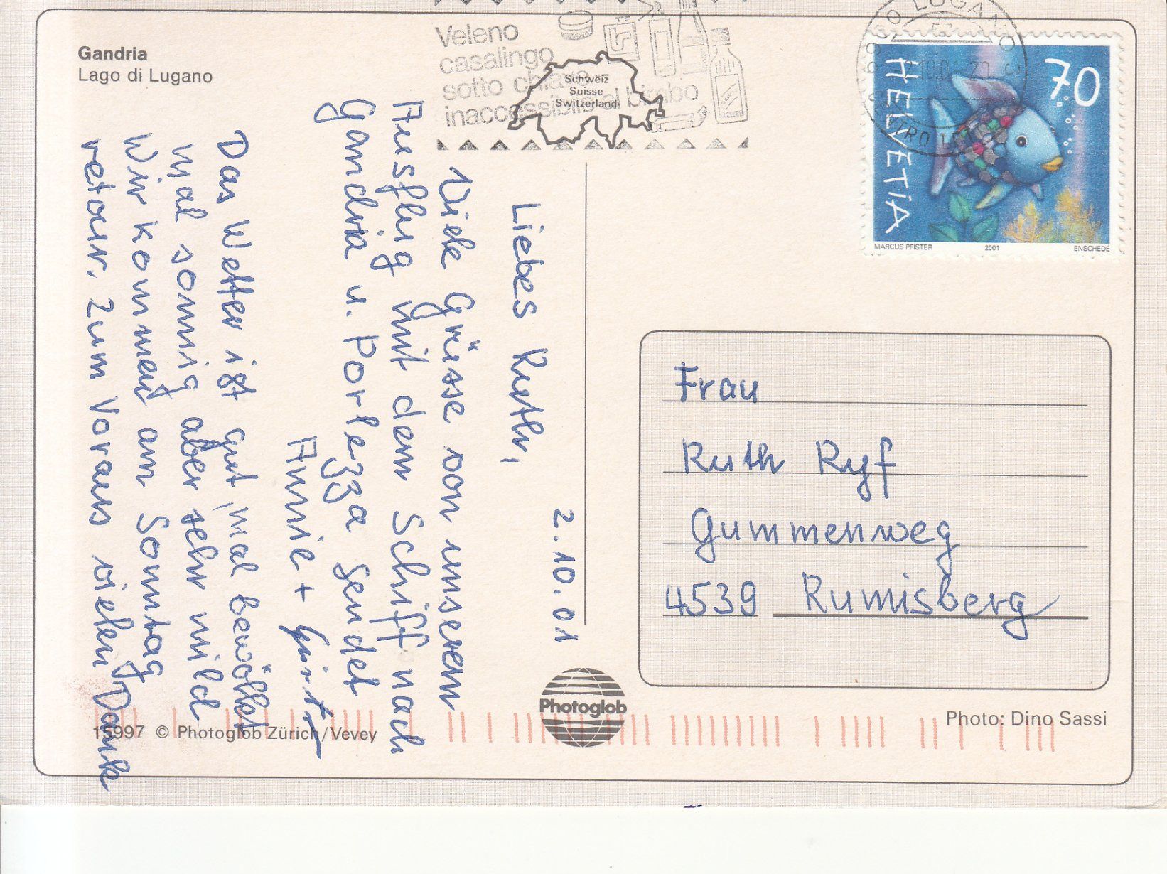 Cartoline postali: Gandria 2001 – Usato da Bürglen TG venduto da StampGraf 1