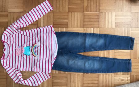Shirt mit Peppa H&M + Jeans Leggins Grösse 122/128 - P 3.40