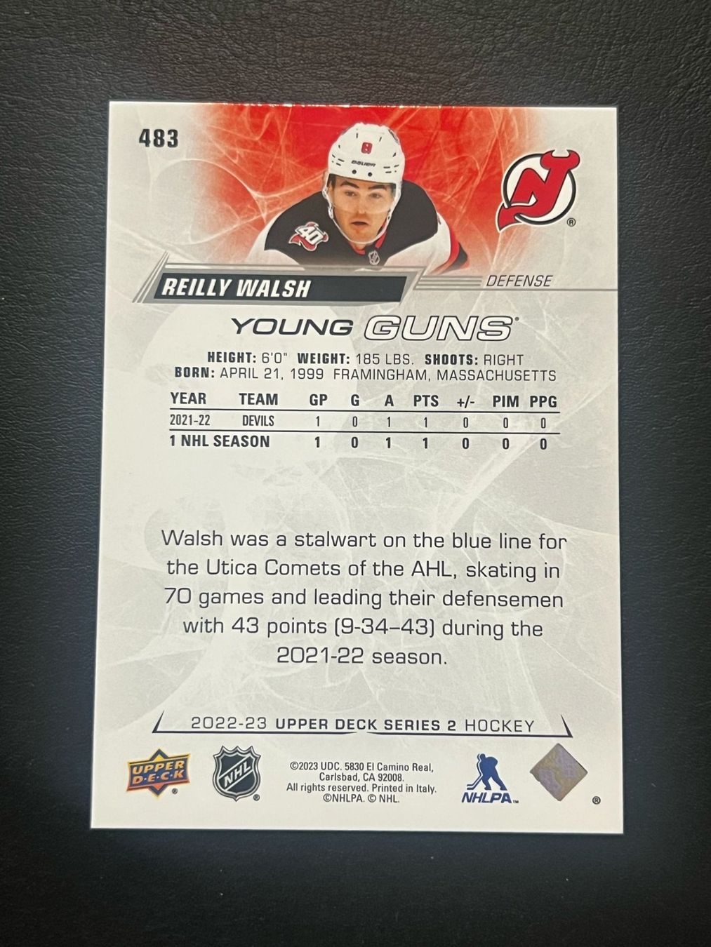 NHL Carte collezionabili: Reilly Walsh 2022 Young Guns New Jersey Devils – Nuovo (secondo la descrizione) da Möhlin venduto da SwissHockeyCards 1