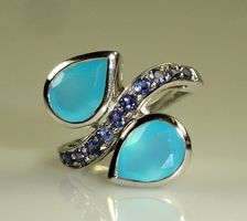 Ring Silber mit Chalzedon und Iolith