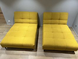 2 méridiennes / chaises longues Cotta Brahmas – jaune moutar