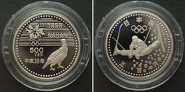 JAPAN 500 Yen Yr.10 (1998) Acrobatic Skiing OLYMPICS NAGANO