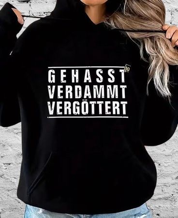 🎸Hoodie Damen Schwarz Rock Band Print Onkelz L (40/42) 🎶🔥