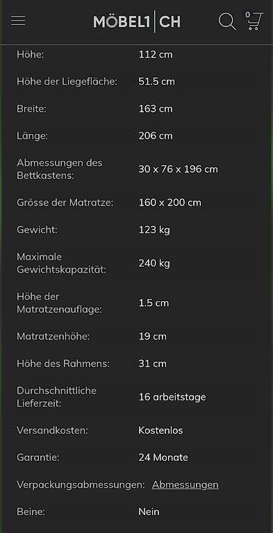 Letti: Boxspringbett 160 × 200 cm inkl. IKEA Topper – Usato da Einsiedeln venduto da T.engeler 1