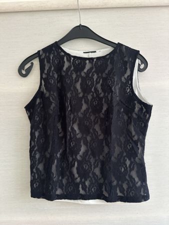 Damen Top Spitze schwarz Ärmellos M guter Zustand
