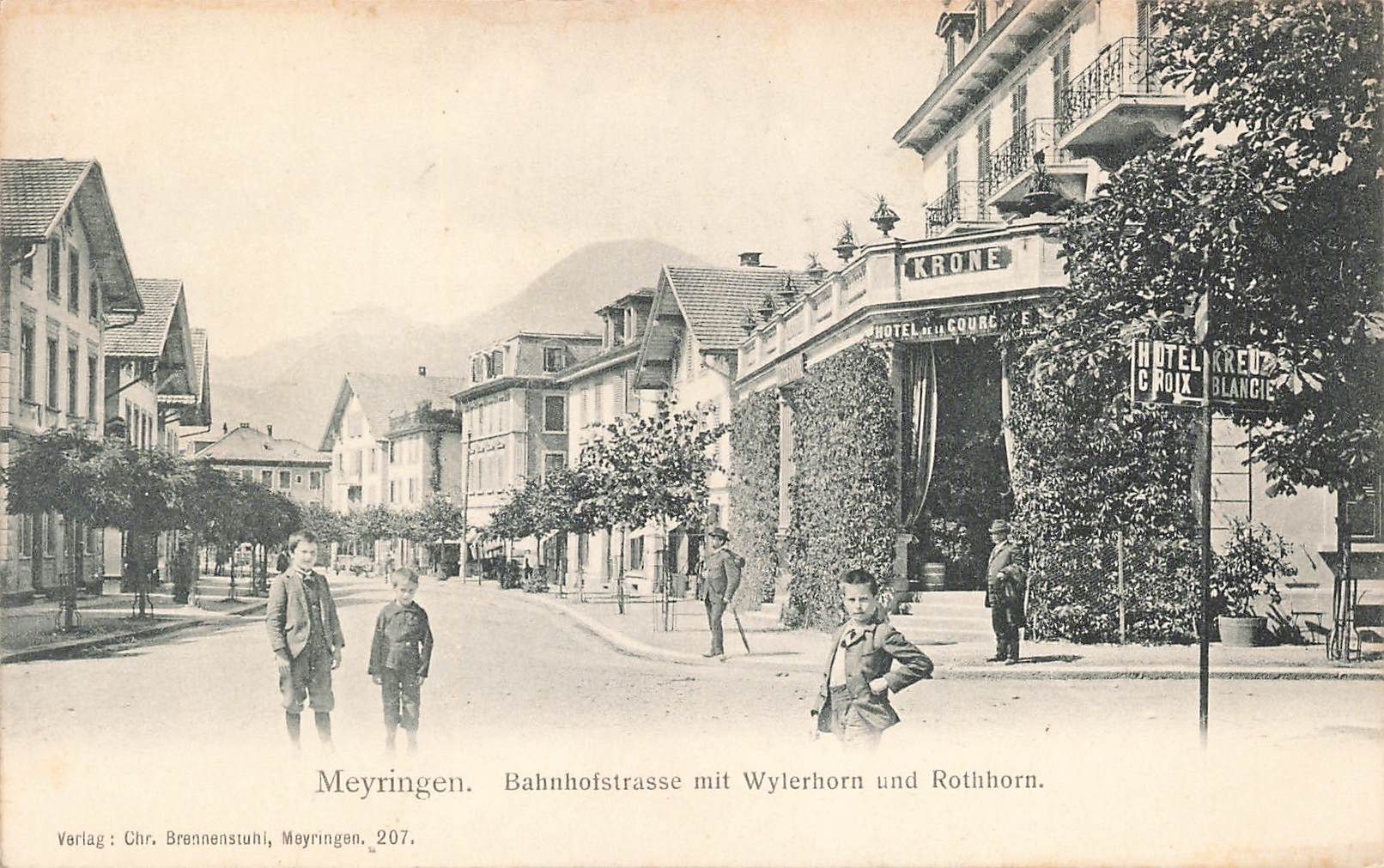 Cartoline postali: Meiringen (BE) Bahnhofstrasse – Usato da Biasca venduto da Blenio71