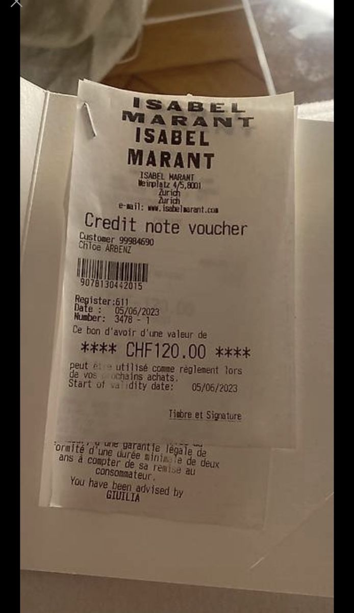 Buoni: Isabel Marant Wertebon 120.- – Nuovo e nell'imballaggio originale da Zürich venduto da chloe26