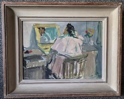 Originelles Ölgemälde "beim Friseur" - Walter Sauter