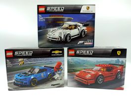 3x Lego Speed Champions: Porsche, Ferrari, Chevrolet NEU