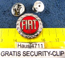 FIAT AUTO LOGO SCHMUCK PIN ENAMEL SILBRIG MIT SECURITY-CLP