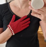 Mango Handschuhe Rot Perlen Kurz