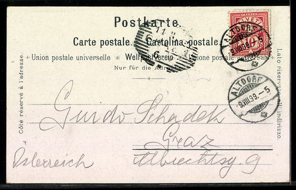 Cartes postales: Litho Altdorf, Teilansicht mit Bergen – D'occasion à Berlin par bartko-reher 1