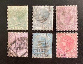 Tutti i francobolli: Ceylon (1872-1888), 6 Werte # – Usato da Hermetschwil-Staff venduto da Starbliggi