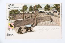 Litho - Gruss vom Bärengraben Bern