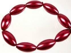 Glasperle oval  dunkelrot     16x8mm