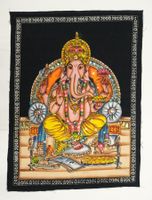 Wandbehang Stoffbild mit Pailletten Ganesh indisch 57x42cm