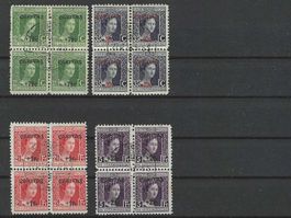 LUXEMBURG 1924 GEST. ADELHEID MIT AUFDRUCK VIERER BLOCKS