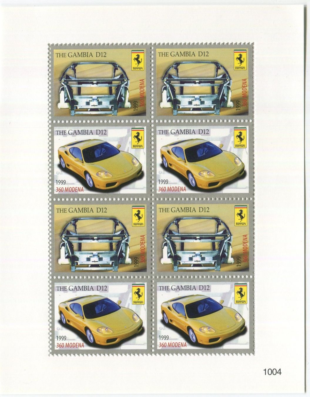 Tutti i francobolli: Block "Ferrari". Gambia. – Nuovo e nell'imballaggio originale da Basel venduto da Butsch5