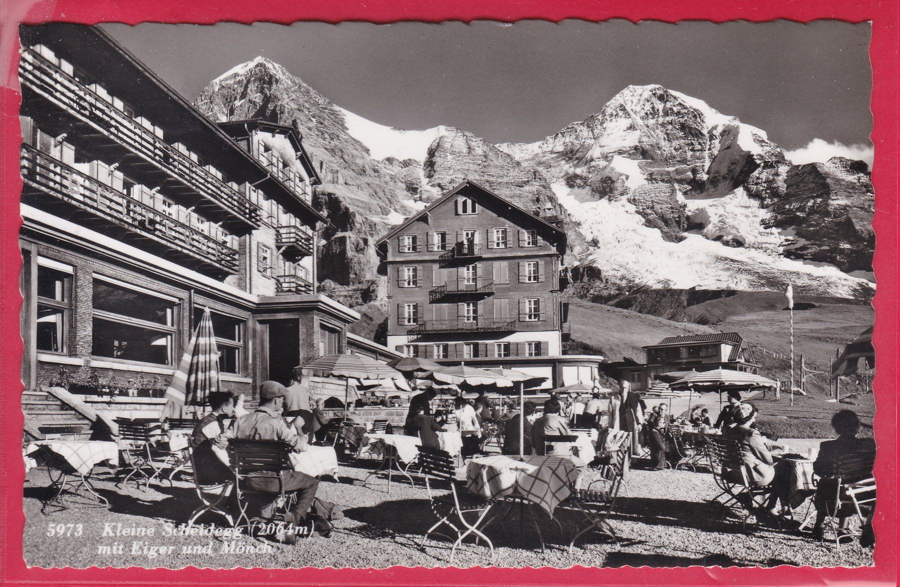 Cartoline postali: KLEINE SCHEIDEGG MIT EIGER UND MÖNCH, 31.8.1955 – Usato da Oberrieden venduto da Gebirgsstelze