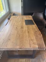 Massive Acacia Wood Desk  Metal U-Form