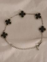 AISI Edelstahl Alambra Damen Armband, Schwarz ca.24cm
