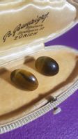 Vintage schöne Ohrstecker herrliche echte Tigerauge - Steine