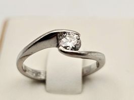 Gold Ring 750 Gold 18 KT Brillant Solitaire 0.28 ct Gr 50