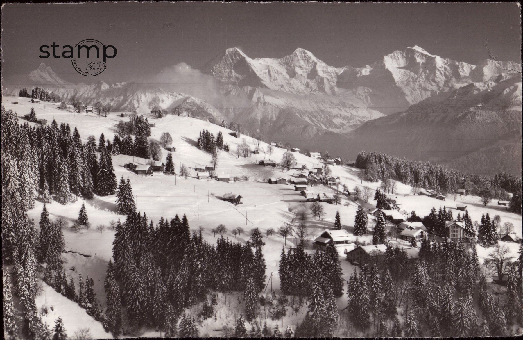 Cartoline postali: 1963 AK Beatenberg _Waldegg-Schreckhorn-Eiger-Mönch-Jungfrau – Usato da Eggersriet venduto da stamp303