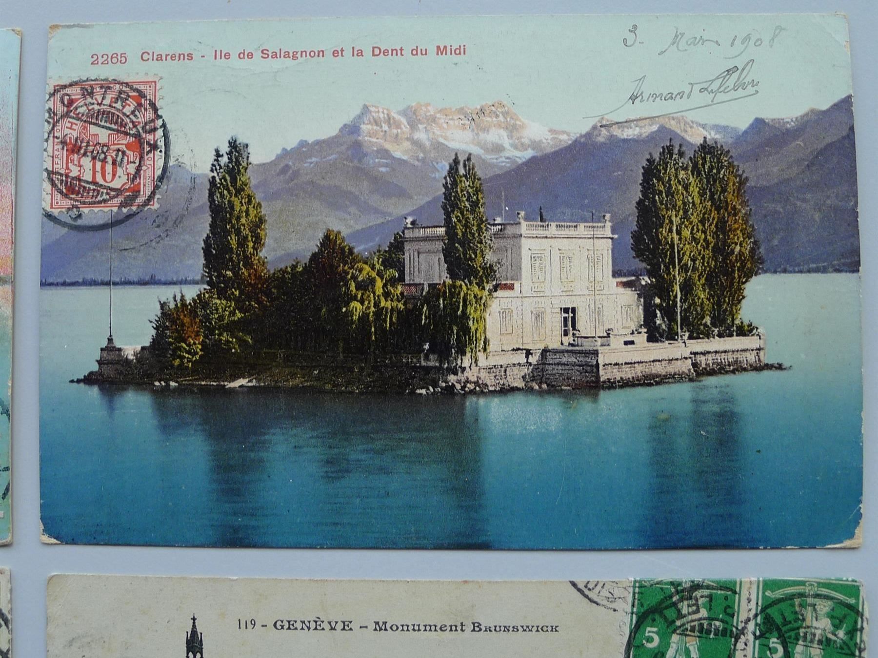 Tutti i francobolli: 1908-1916, vier Postkarten mit bildseitiger Frankatur – Usato da Sursee venduto da Luzernerraute 2