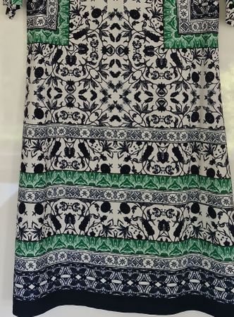 Elegant Dress - Green, Black, and White Pattern