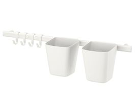 Ikea Sunnersta Wandhalterung mit Hacken und Körben weiss
