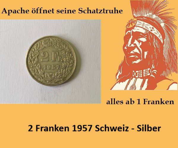 Alle Münzen: 2 Franken 1957 - Silber - Schweiz – Gebraucht aus Zürich von Apache4