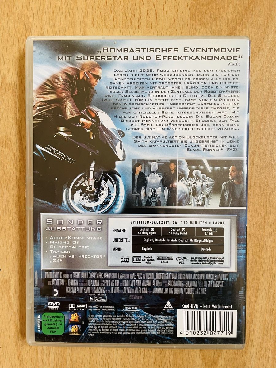 Tutti i DVDs: I, ROBOT - DVD - Will Smith - Top Zustand! – Usato da Richigen venduto da Pfuschi8 1