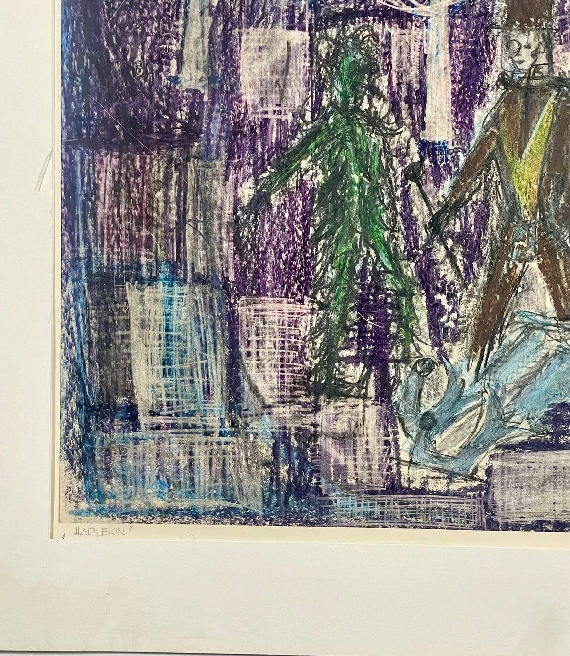 Gemälde: ROLF WALDMEIER HARLEKIN OELKREIDE handsigniert/monogrammiert – Gebraucht aus Gersau von grafik-kunst 3