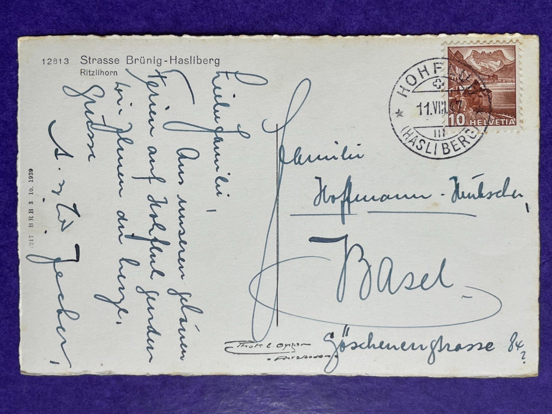 Ansichtskarten: Brünig-Hasliberg - Strasse - 1947 – Gebraucht aus Steg VS von danwer74 1