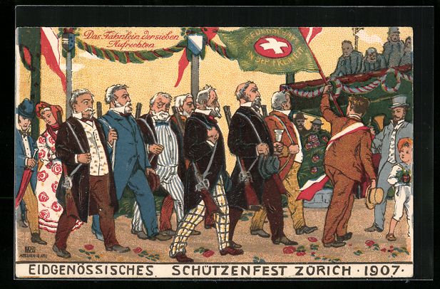 Cartoline postali: Zürich, Eidgenössisches Schützenfest  – Usato da Berlin venduto da bartko-reher