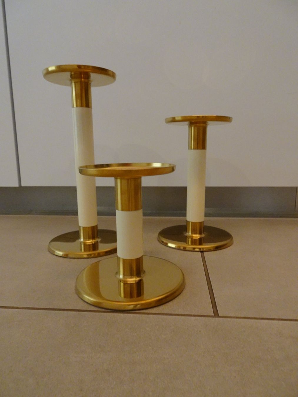 IKEA 3 Stk. Kerzenständer aus Metall goldfarben