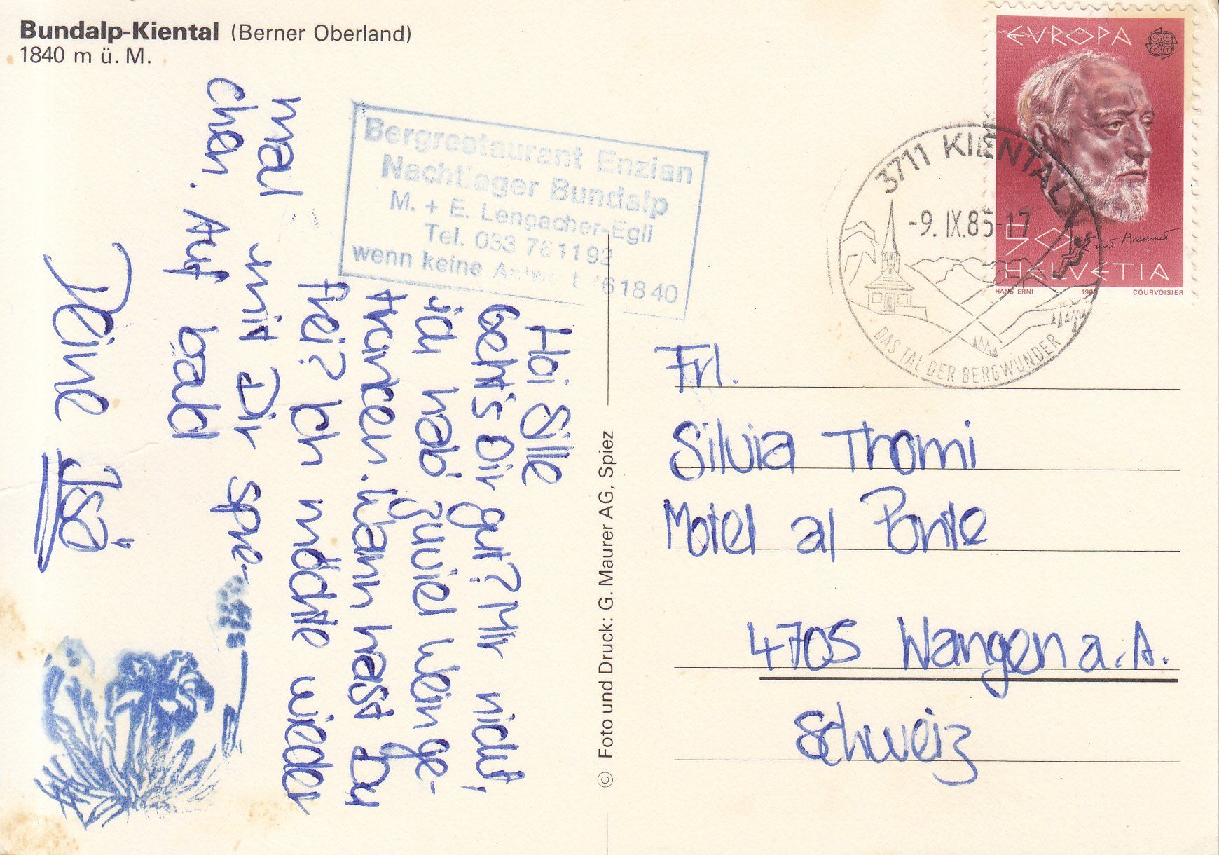 Cartoline postali: Bundalp 1985 – Usato da Bürglen TG venduto da StampGraf 1