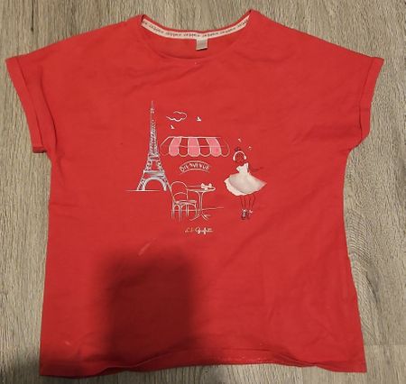 T-shirt rose à motif Paris femme T38 bon état