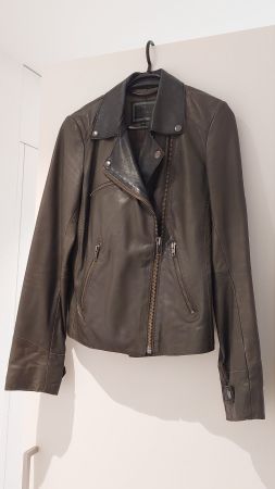 Caroll 100% Lederjacke Damen, Farbe: olivgrün